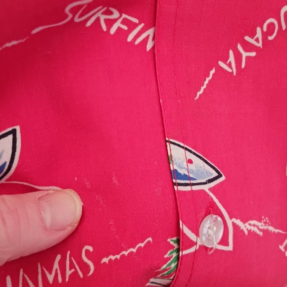 Vintage The Islander Bahamas Red Front Down Short Sleeve Shirt M - Picture 5 of 6
